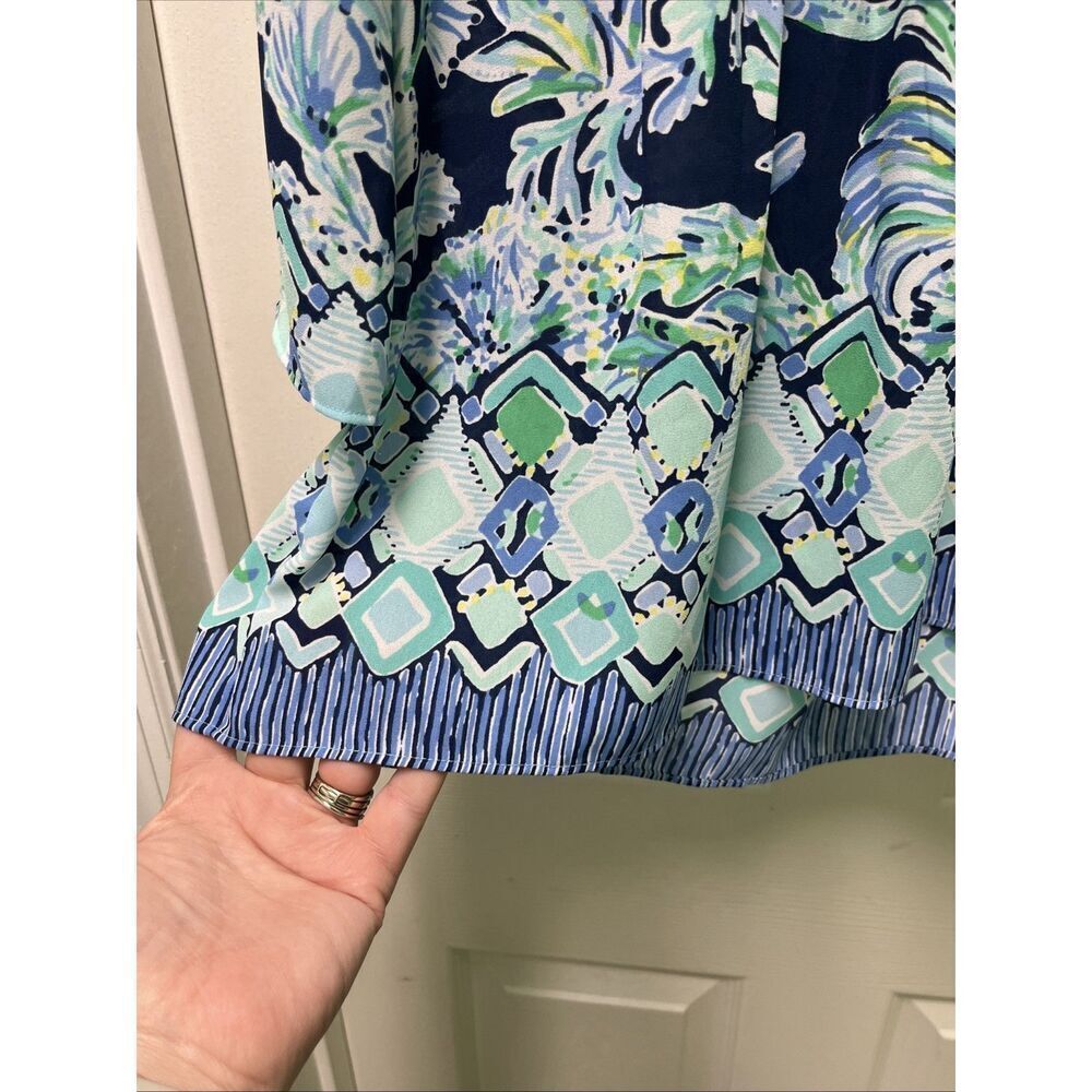 Lilly Pulitzer Women’s Floral Print 3/4 Sleeves V-Neck Tassel Blouse XS - Picture 7 of 14